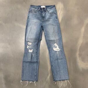 BKE Medium Blue Distressed Cropped Jeans
